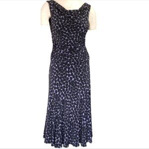 Jones New York Sleeveless Drape Cowl Neck Jersey Knit Dress 8 Black & Purple 22H